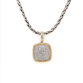 Sterling Silver & 14K Yellow Gold Diamond Pendant - 18" Petite Weight
